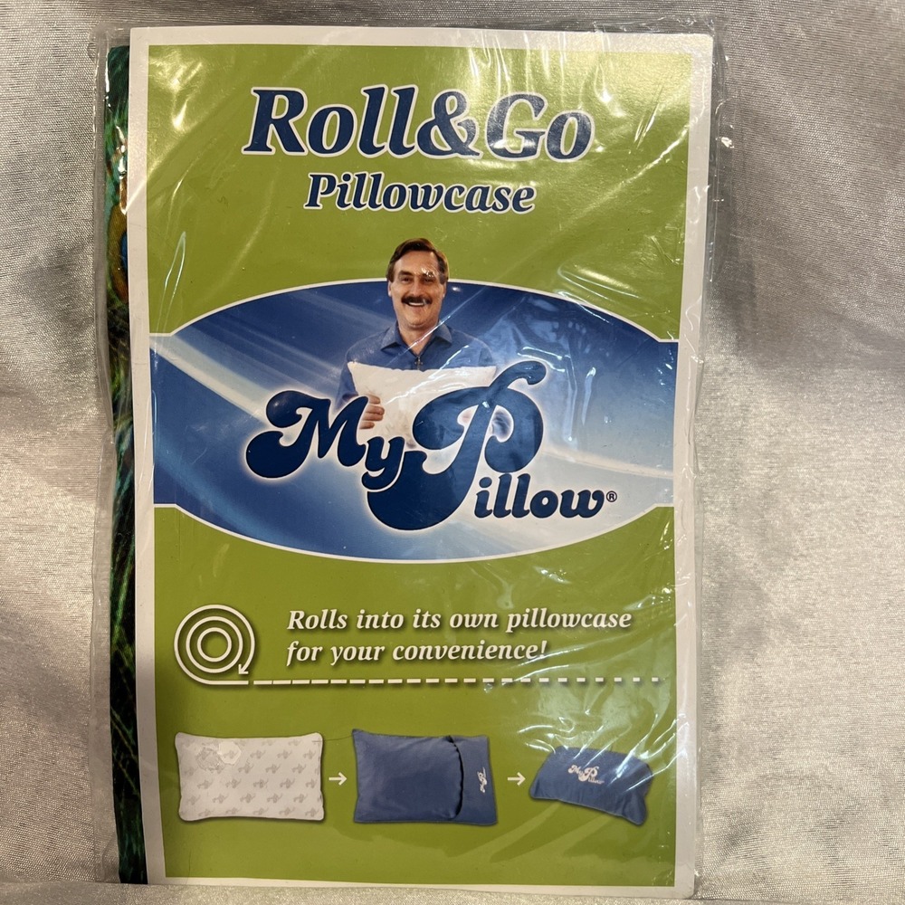 2 NEW My Pillow Roll & Go Pillowcase Kids/adult/travel Peacock Print 12" x 18"